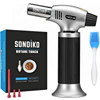 Los mejores  - Sondiko - Soplete de butano recargable para cocina- con bloqueo de seguridad y llama ajustable para postres- crème…